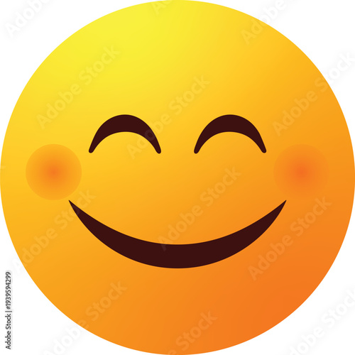 Cute Blushing Smiling Face Emoji with Rosy Cheeks and Happy Closed Eyes