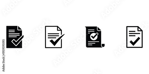 document icon set. approval icon. checkmarks icon. checklist icon.
