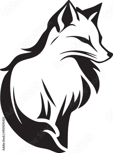 Renard Buste Logo - Silhouette