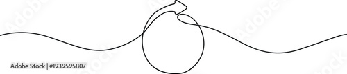 Illustration of minimalist line art drawing of a wave and circle loop