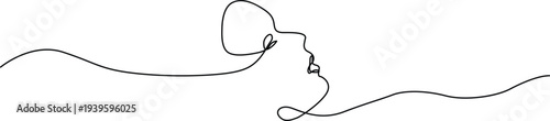 Illustration of minimalist continuous line drawing of a human profile