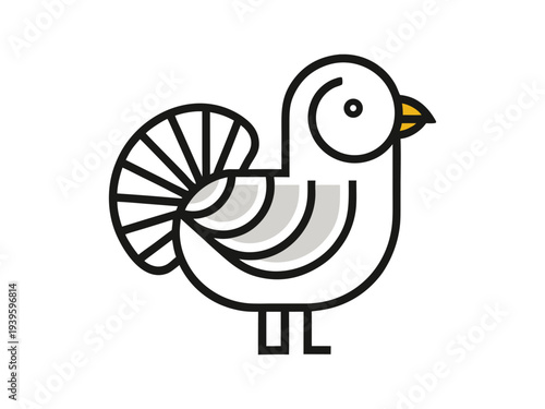 Vector illustration of a single cartoon turkey