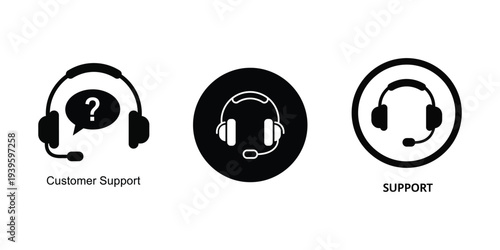Customer support icon. headset logo.