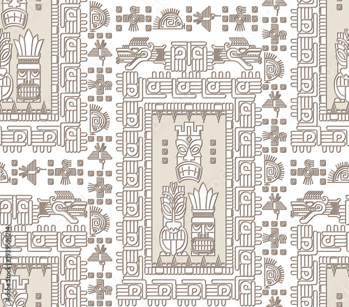 Ancient Mayan Civilization Pattern. Old school pattern design. Tribal motif pattern