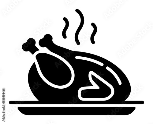 Roasted chicken turkey icon graphic design. Vector icon illustrations
