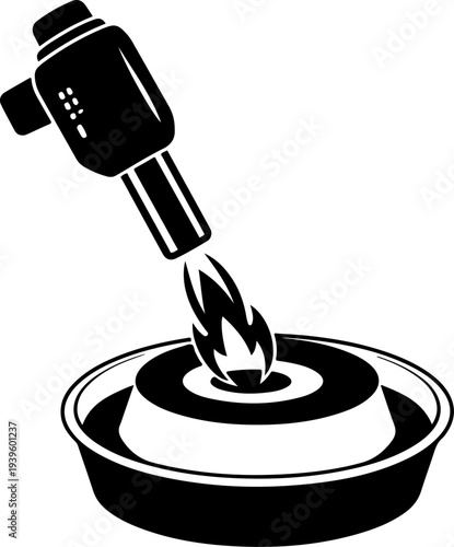Culinary Blowtorch Caramelizing Creme Brulee silhouette vector illustration