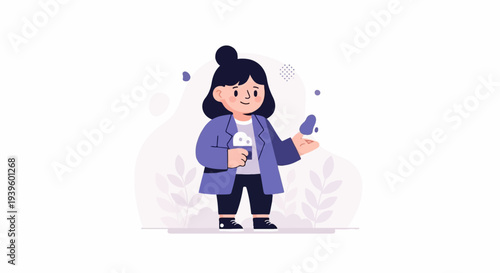 Stylized cartoon of a person holding a drink and tossing droplets in the air