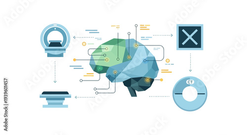 Brain Scan Technology and Neuroscience Research Concept Illustration - Advanced Medical Imaging & Data Analysis