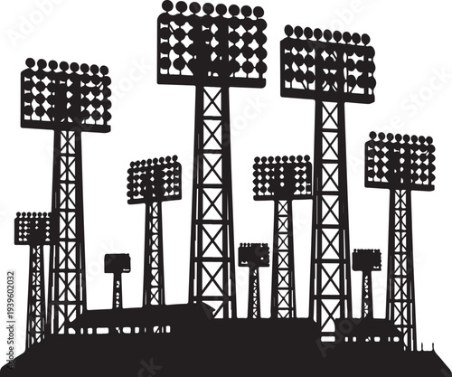 Stadium floodlights on towers for sports and events illumination