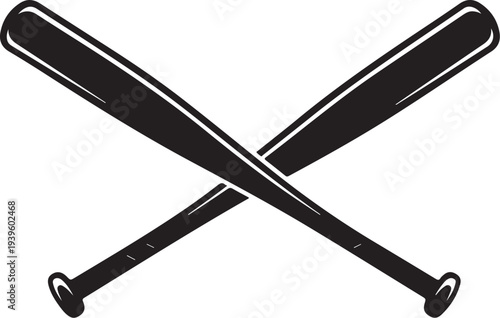Black Baseball Bats Crossed Over Each Other Isolated