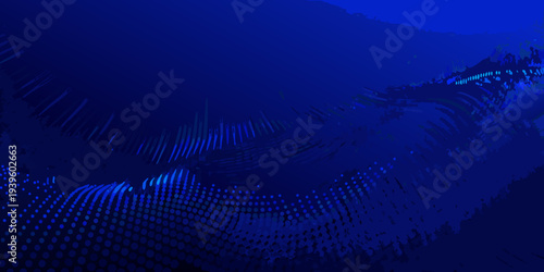 Abstract digital landscape with flowing data streams and glowing particles