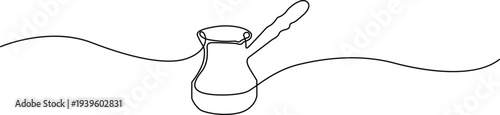 Illustration of continuous line drawing of a turkish coffee pot