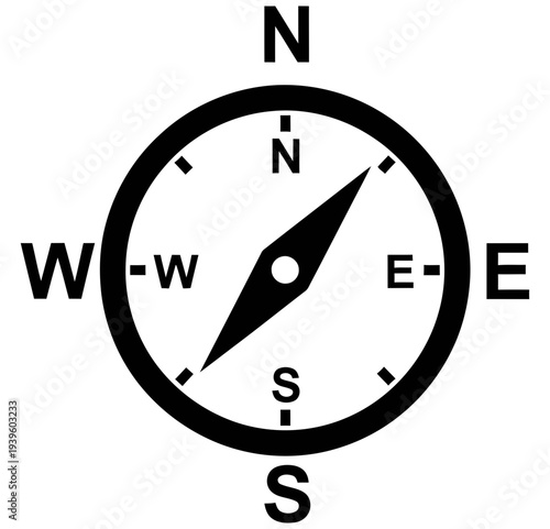 Free Download Simple black and white illustration of a compass with cardinal directions labeled precisely on a plain white background - GFXLoad