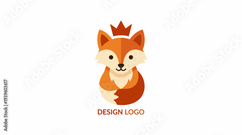 An adorable logo featuring a stylized fox with a crown, ideal for brands looking to convey playfulness and creative appeal, representing cleverness and charm colorful style.