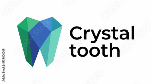This modern logo showcases an artistic representation of a crystal tooth, symbolizing dental health and innovation with a contemporary and appealing design for branding purposes.