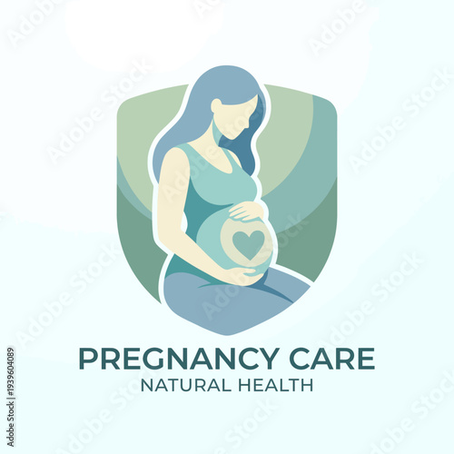 A soothing illustration depicting a pregnant woman cradling her belly, emphasizing natural health and wellness during pregnancy, promoting self-care and maternal love.