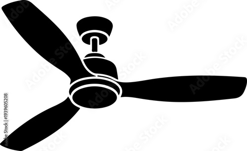 ceiling fan Black silhouette Vector illustration