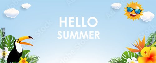 Summer Banner With Tropical Palm Tree