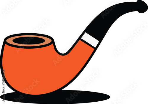 Orange Pipe with Black Stem on White Background