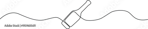 Illustration of continuous single line drawing of a bottle in waves