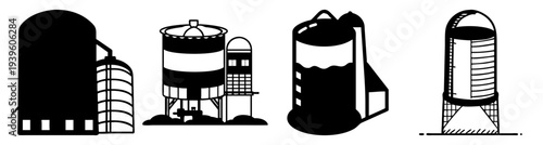 Set of four backpacks and luggage bags isolated on white background flat design vector illustration