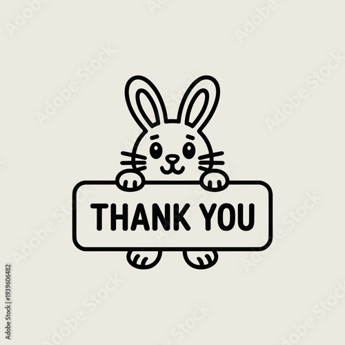 Cute Bunny Thank You Coloring Page – Adorable Rabbit Holding Thank You Sign Line Art