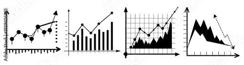 Financial growth charts and upward stock market trends with city skyline vector illustration