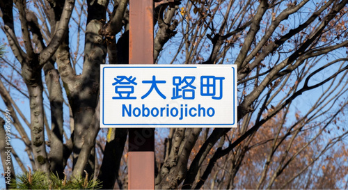 Noboriojicho street sign in Japan with Japanese characters