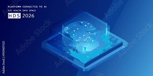 Abstract representation of a futuristic health data space and ai platform