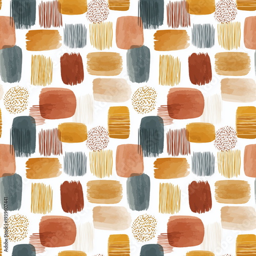 Wallpaper Mural Seamless Pattern Bohemian Ethnic Tribal Design with Earthy Colors and Geometric Elements Torontodigital.ca