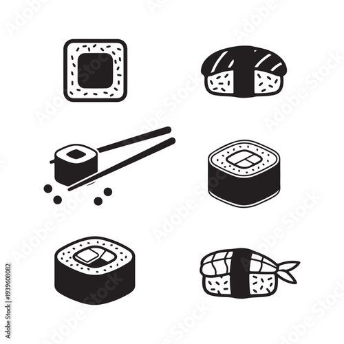 Set of  sushi icons vector