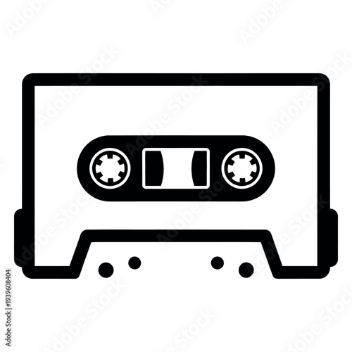Black and white flat of a cassette tape flat black and white audio tape music retro