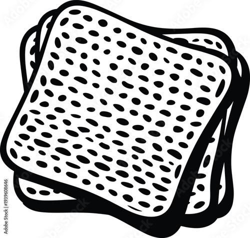 Delicious toasted bread with black spots on white background