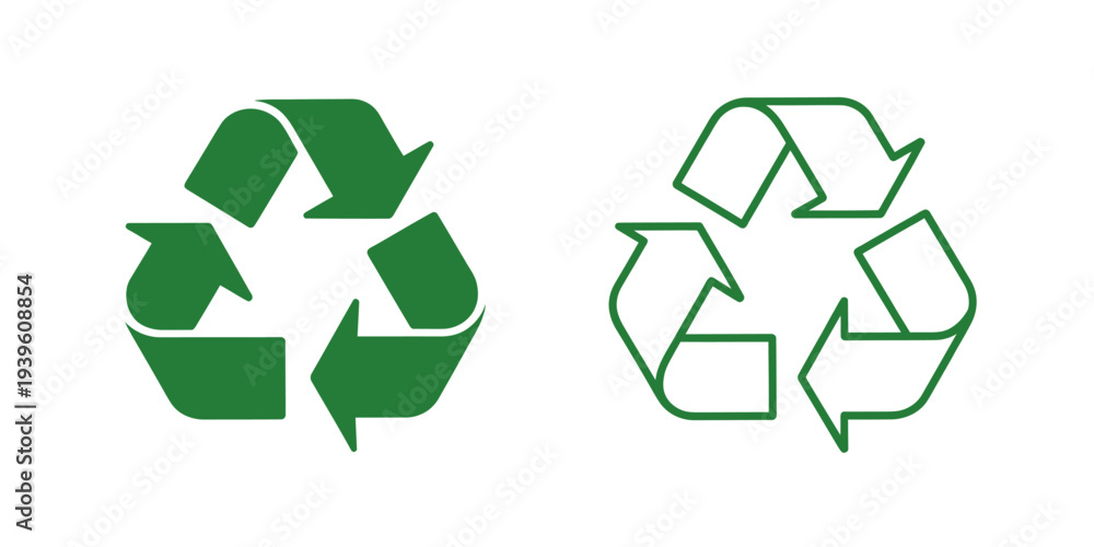 Obraz premium Green recycling symbol icons for eco friendly practices and sustainability efforts online