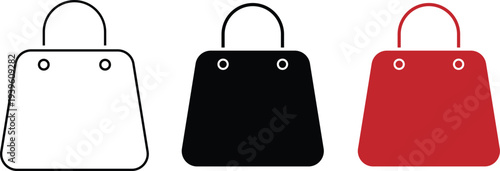 shopping bag icon set. Paper bag and merchandise symbol. Retail Shopping Symbols. Online Shop Symbol. Commerce Sign