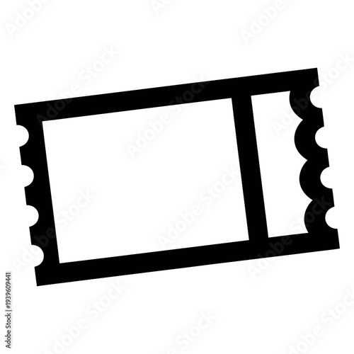 Black and white flat of a ticket stub flat black and white symbol minimalist