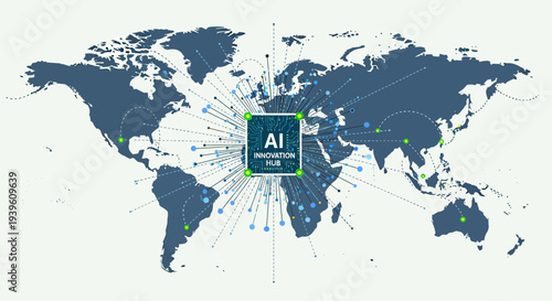 Global Cybersecurity Network Monitored by AI Systems Worldwide