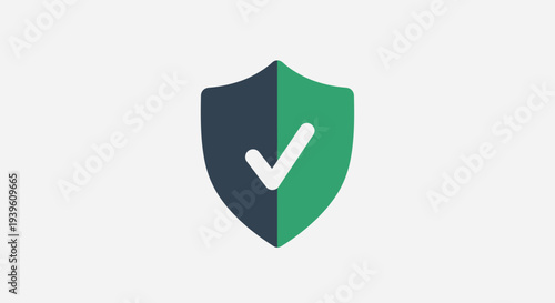 Digital shield with checkmark symbolizing security and verification on a clean background