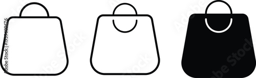 shopping bag icon set. Paper bag and merchandise symbol. Retail Shopping Symbols. Online Shop Symbol. Commerce Sign
