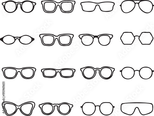 Eyeglasses Frame Vector Collection - Trendy Spectacles and Goggles Set