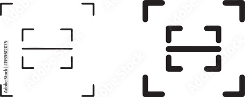 Camera viewfinder icons set with black lines on white background