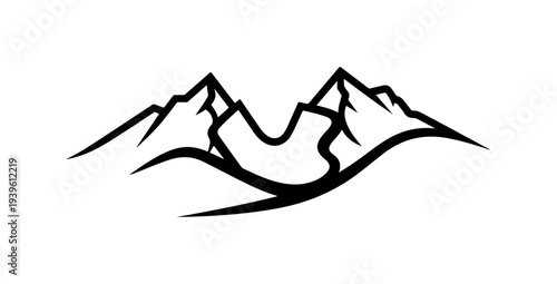 Vector mountain range silhouette icon