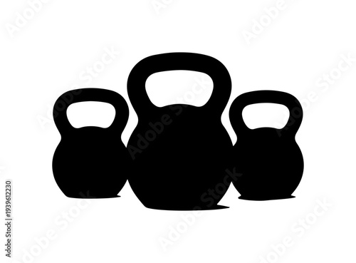 Set of 3 black kettlebell icons vector