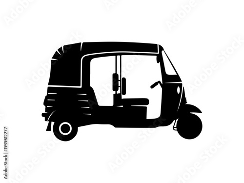 Vector illustration of a black tuk-tuk or auto rickshaw