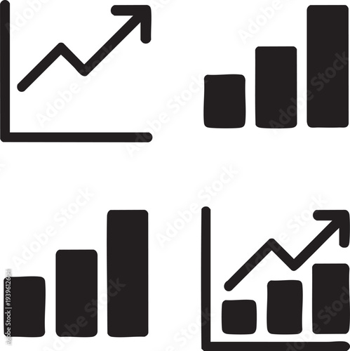 Set of 4 business chart icons vector