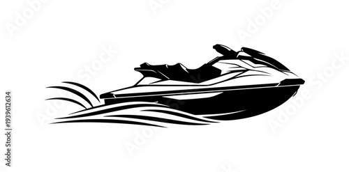 Vector jet ski icon, black and white water sports illustration