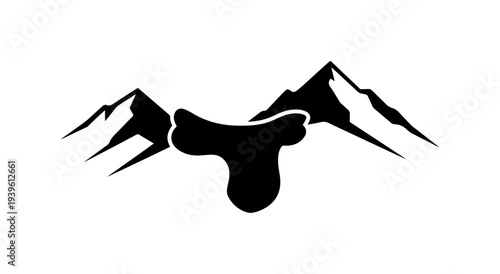 Black mountain range silhouette vector