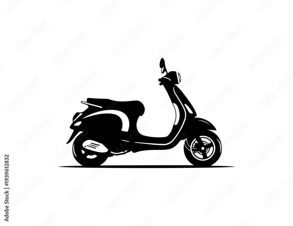 Obraz premium Vector scooter icon, black silhouette