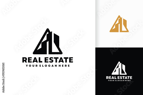 Modern Real Estate Building Triangle Logo Geometric Property Construction Brand Identity