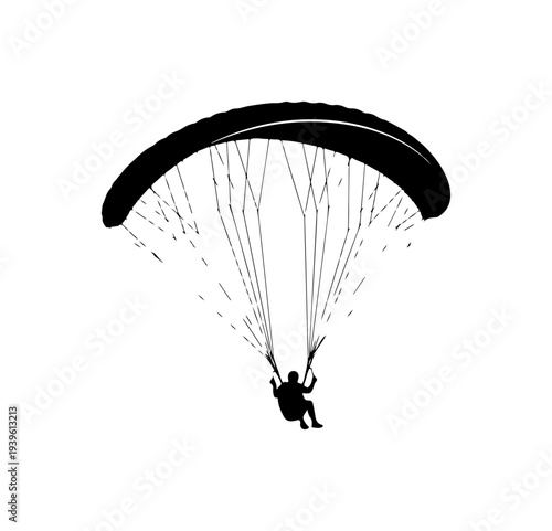Vector silhouette of a paraglider in flight